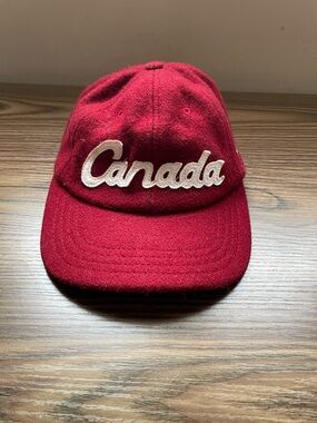Vintage Roots Canada Olympics Wool Hat Cap Strap Back Red 2002 Salt Lake City